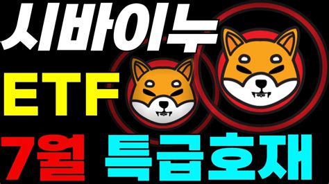 시바이누 코인전망 7월 ETF 특급 호재 떴습니다 10원 100원 1달러 무조건 매수하세요 YouTube