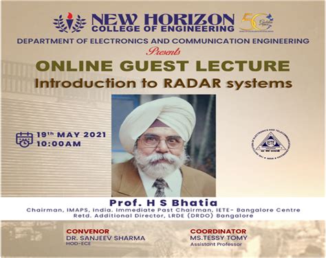 Online Guest Lecture On Introduction To Radar Systems” Electronics