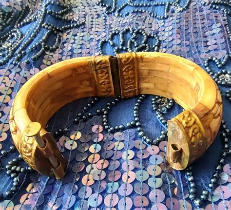 Two Vintage Hinged Carved Wood Elephants And Inlayed Gem