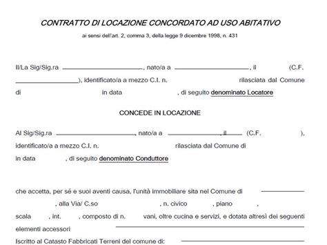 Diagramma Image Modello Word Contratto Di Locazione Ad Uso Abitativo