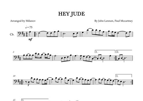 Hey Jude Arr Milanov By The Beatles Sheet Music For String Bass Solo At Sheet Music Direct