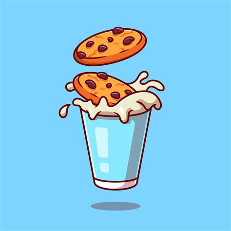 Milk And Cookies Cartoon Vector Icon Illustration Food And Drink Icon