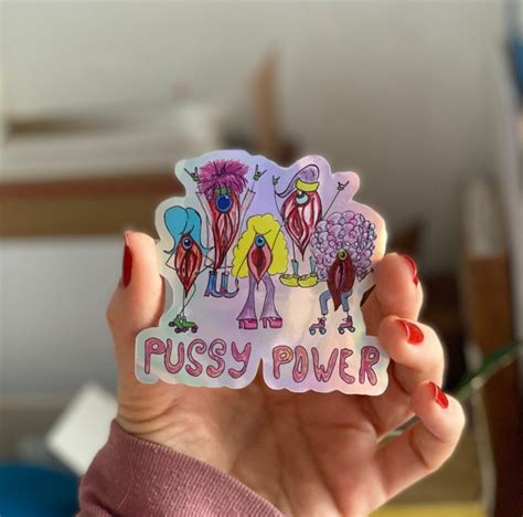 Holographic Pussy Power Sticker Vagina Art Sticker Etsy