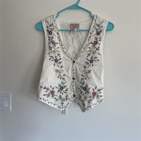 Vintage Floral Embroidered Vest Size Small Perfect Depop