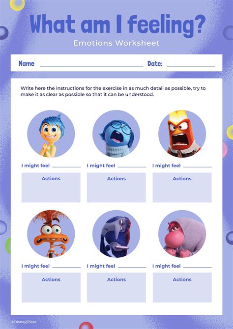 Inside Out 2 Feelings Worksheet Premium Disney Template In 2024