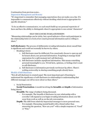 Interpersonal Communications Notes 1 2 3 4 Interpersonal