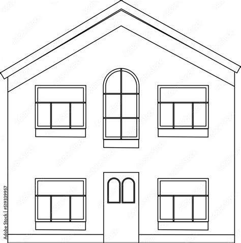 Vector coloring house. A simple drawing of a house for coloring. Two ...