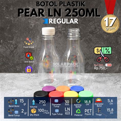 Jual Botol Plastik Pet Ml Pir Pear Minuman Jus Susu Kopi Tutup Ln