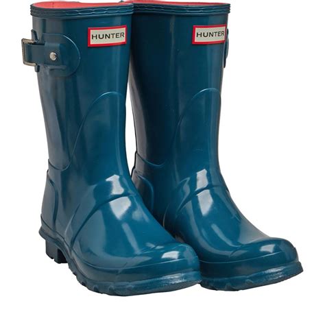 Hunter Bottes En Caoutchouc Original Short Gloss Femme Turquoise