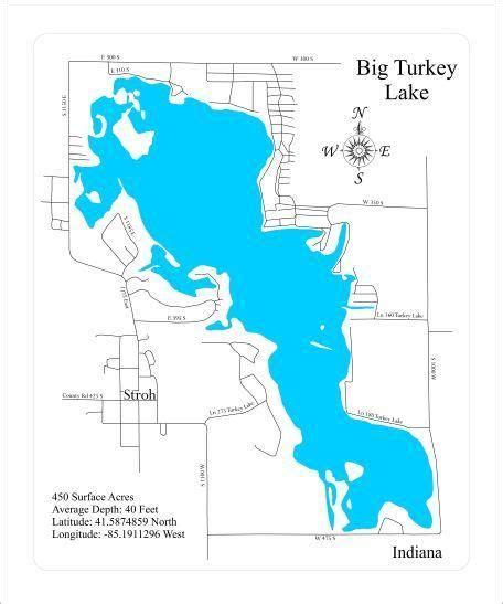 Big Turkey Lake Indiana Laser Cut Wood Map Wood Map Laser Cut