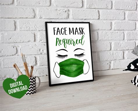 Face Mask Sign Please Wear A Mask Sign Printable Face Mask Etsy