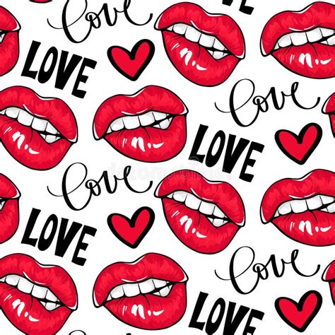 Lips Bite One S Lip Lips Biting Female Lips With Red Glitter Lipstick Stock Vector