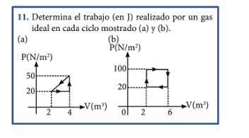 Determina El Trabajo En J Realizado Por Un Gas Ideal En Cada Ciclo