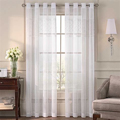 Grace 84 Inch Grommet Top Sheer Window Curtain Panel In Off White