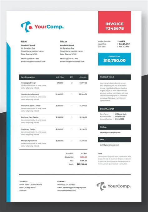 Graphic Design Invoice Template Word Invoice Template Word Invoice