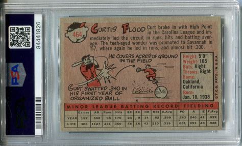 1958 Topps 464 Curt Flood Rookie PSA 7 NM St Louis Cardinals EBay