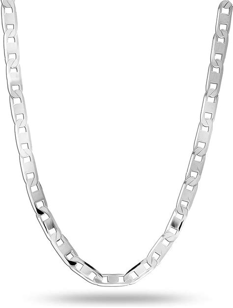 LeCalla 925 Sterling Silver Italian Light Weight 3MM Mariner Link Chain