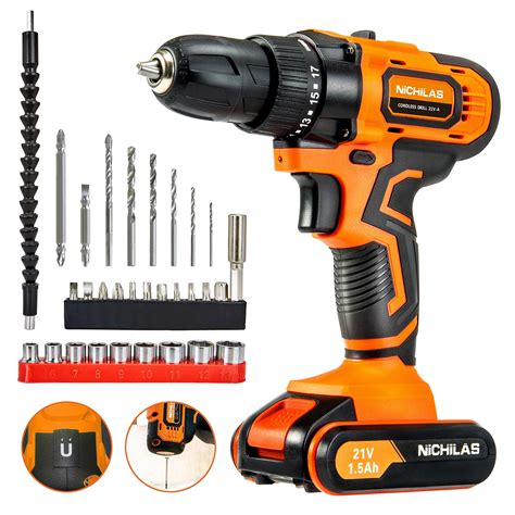 Snapklik.com : Cordless Drill, 21V Power Screwdriver 2 Variable Speed 3 ...