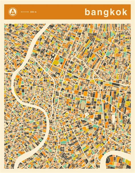 Poster BANGKOK MAP Von Jazzberry Blue MOREPOSTER Map Canvas Print