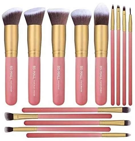 Set De Brochas De Maquillaje Bs Mall Kabuki Dorado Rosa Mercadolibre