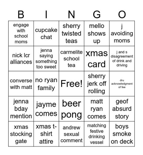 Holiday Party Bingo Card