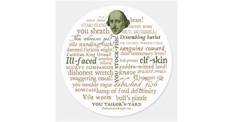 Shakespeare Insults Collection Classic Round Sticker Zazzle