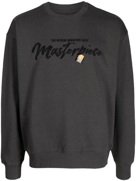 Musium Div Vincent Van Gogh Motif Embroidered Cotton Sweatshirt Grey