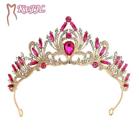 Couronne De Diad Me En Cristal Rose Et Rouge Pour Filles Cor Ennes