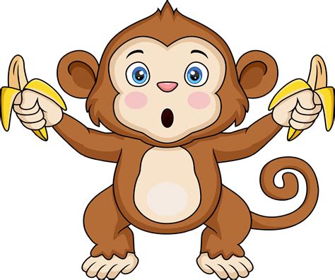 Cute Monkey Cartoon Holding Banana Vector Art At Vecteezy