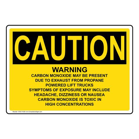 Caution Sign Carbon Monoxide May Be Present Due OSHA