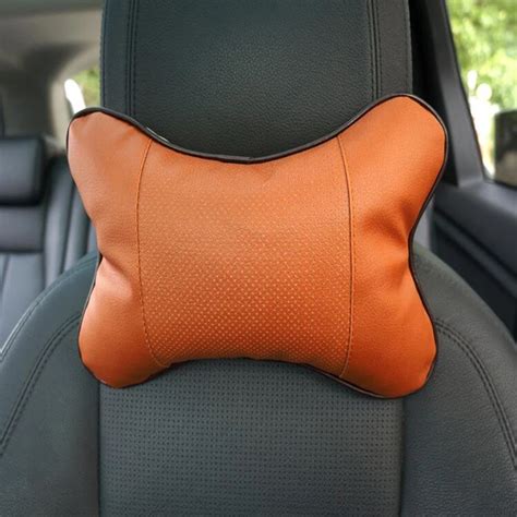 Car Leather Safety Pillow Auto Universal Headrest Breathe Car Auto Seat