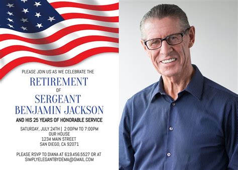 American Flag Retirement Party Invitation Template, Military Retirement ...