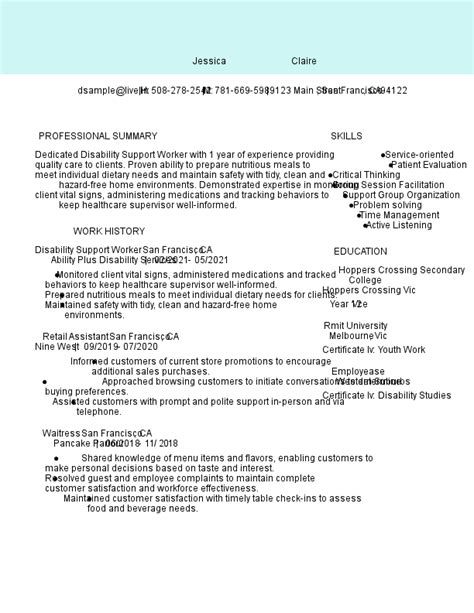 6 Great Disability Support Worker Resume Examples Livecareer