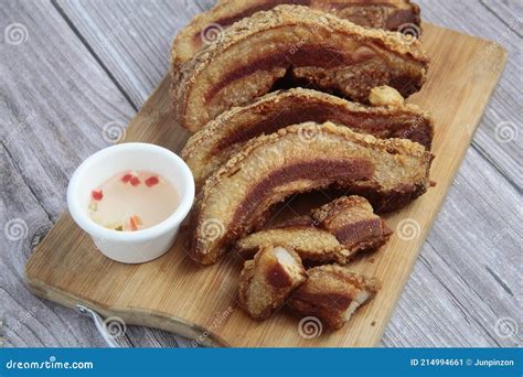 Freshly Cooked Filipino Food Called Bagnet Or Deep Fried Crispy Pork