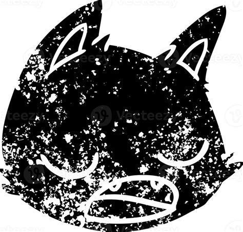 Cartoon Cat Face Distressed Icon Png