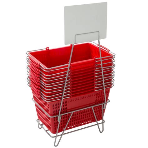 Regency Red 18 1116 X 12 38 Plastic Grocery Market Shopping Baskets With Stand And Sign