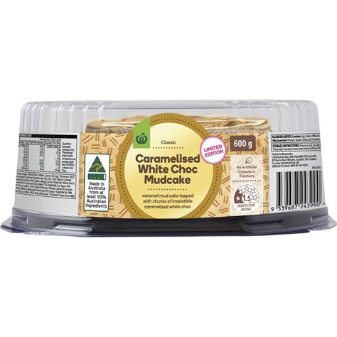 Woolworths Caramelised White Choc Mud Cake 600g Woolworths