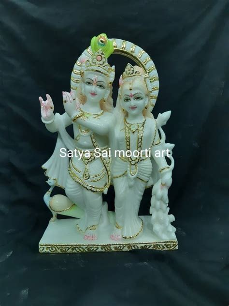 White Traditional Marble Radha Krishna Jugal Jodi Statue For Temple At