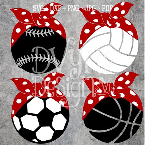 Bandana Ball Svg Bundle Bandana On Blank Soccer Baseball Basketball