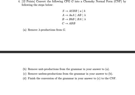 Solved 4 12 Points Convert The Following CFG G Into A Chegg