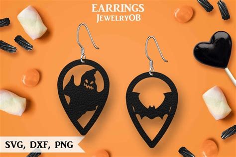 Halloween Earrings Cut File SVG DXF PNG Formats 351604