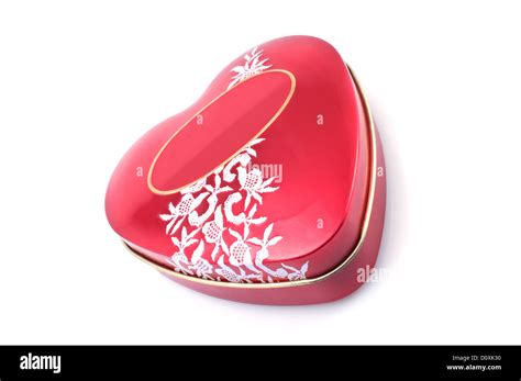 Red Heart Shaped Box On A White Background Stock Photo Alamy