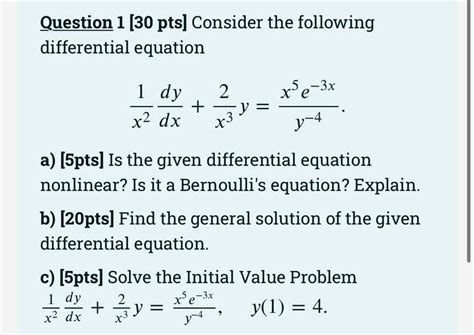 Solved Question 1 [ 30 Pts] Consider The Following