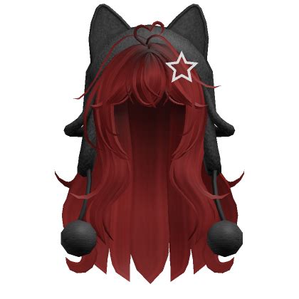 Cute Wolfcut Hair W Cat Black Ushanka Red Roblox Item Rolimon S