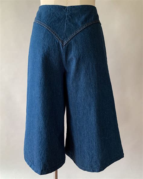 Vintage 1970s Dark Denim Gauchos Culottes Medium W29