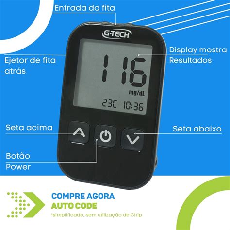 Kit Monitorar Glicose Medir Glicemia Tiras G Tech Lite