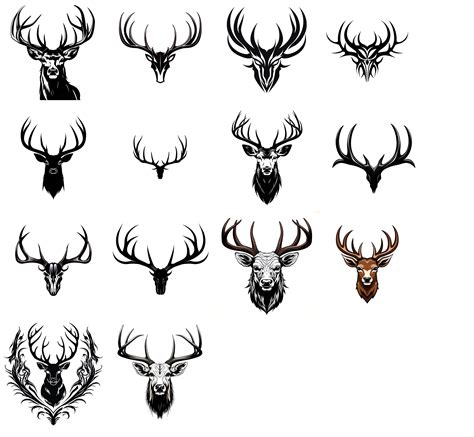 Deer Antlers SVG & PNG Collection 14 Images Great for Logo Tattoo Clip ...