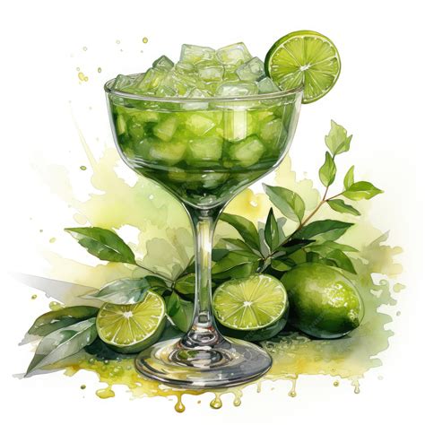 Premium Photo Watercolor Margarita Clipart Generative Ai