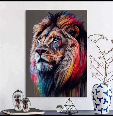 Pin By Mary Roseles On Arte Abstracto Colorido In 2024 Lion Artwork