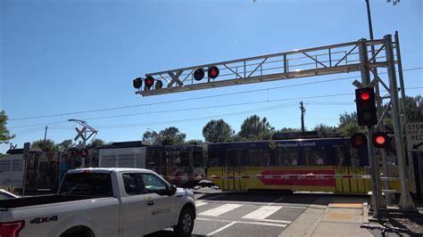 Sacrt 132 Light Rail Outbound Glenn Dr Railroad Crossing Folsom Ca Youtube